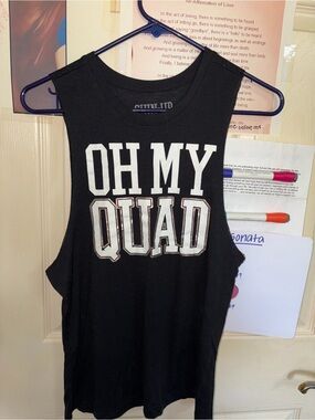 Women’s Small “OH MY QUAD”Black Graphic Muscle Tank